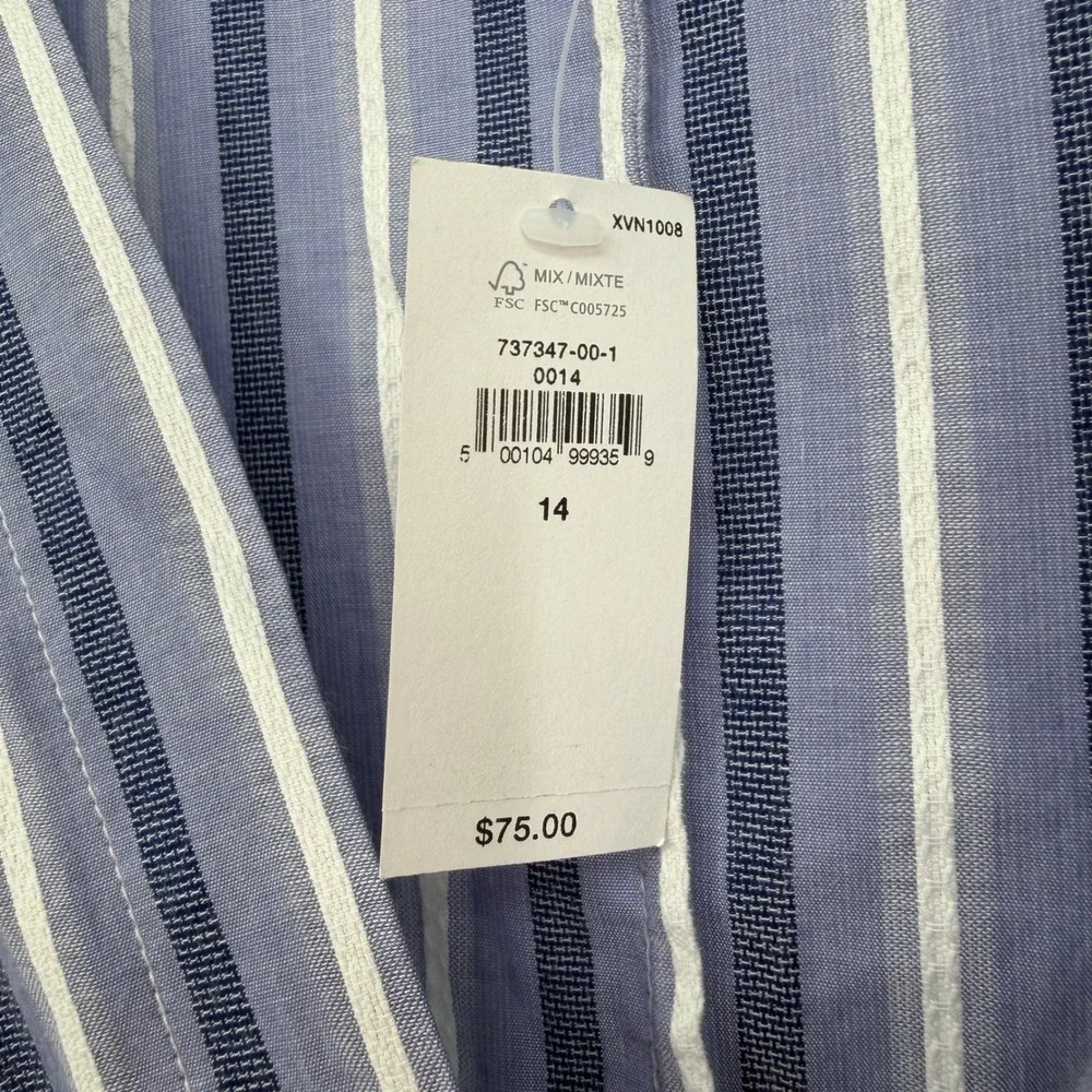 Banana Republic Striped Blouse Womens Small Blue Cropped Coastal Preppy Romantic